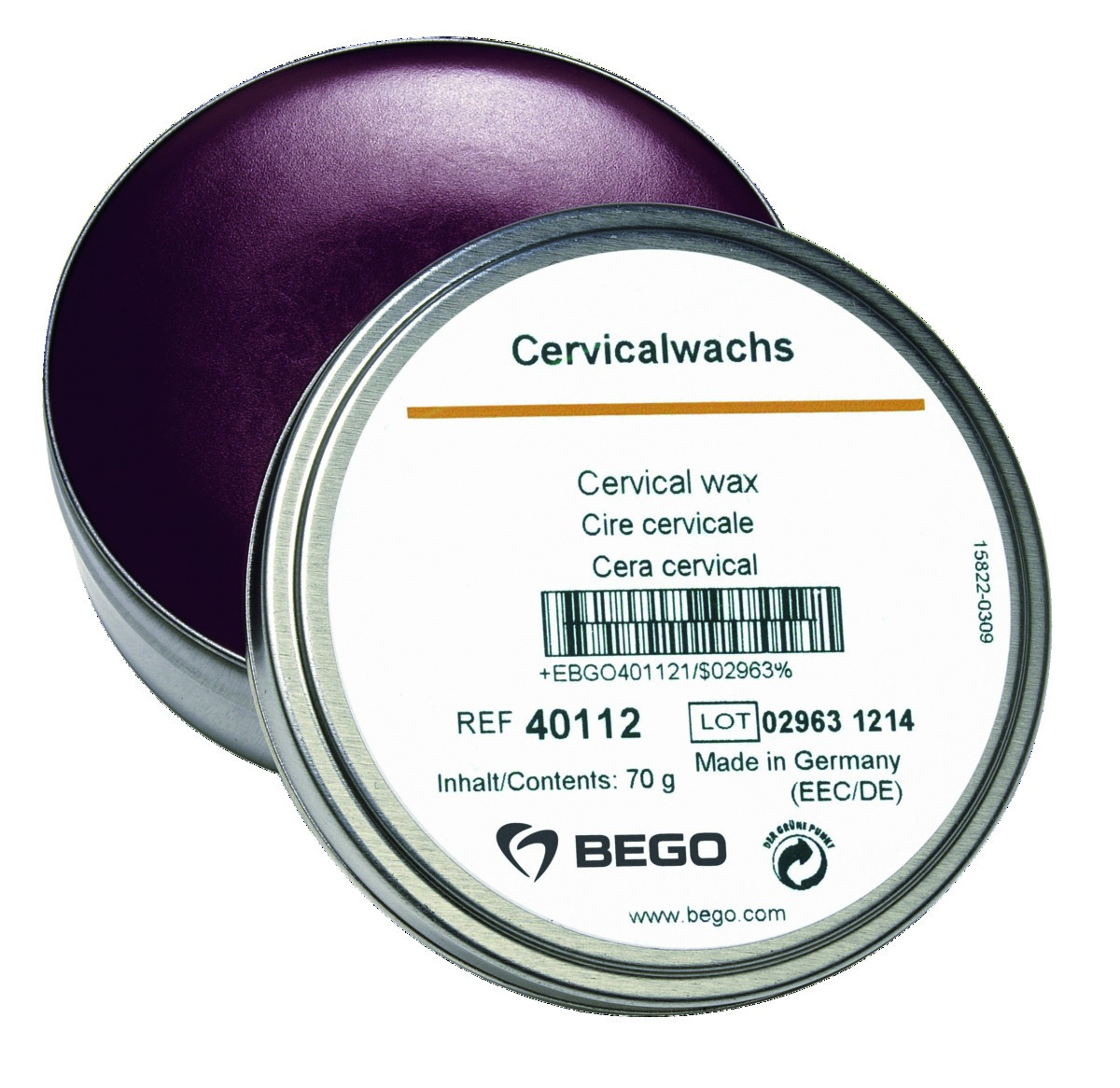 Cire cervicale BEGO - Aubergine - La boîte de 70 g