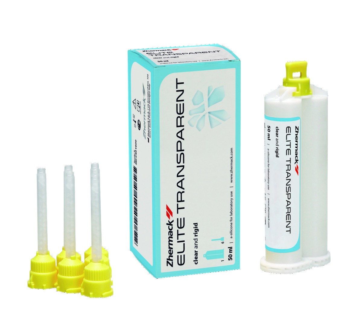 Elite Transparent ZHERMACK - La cartouche 50 ml + 6 embouts mélangeurs jaunes