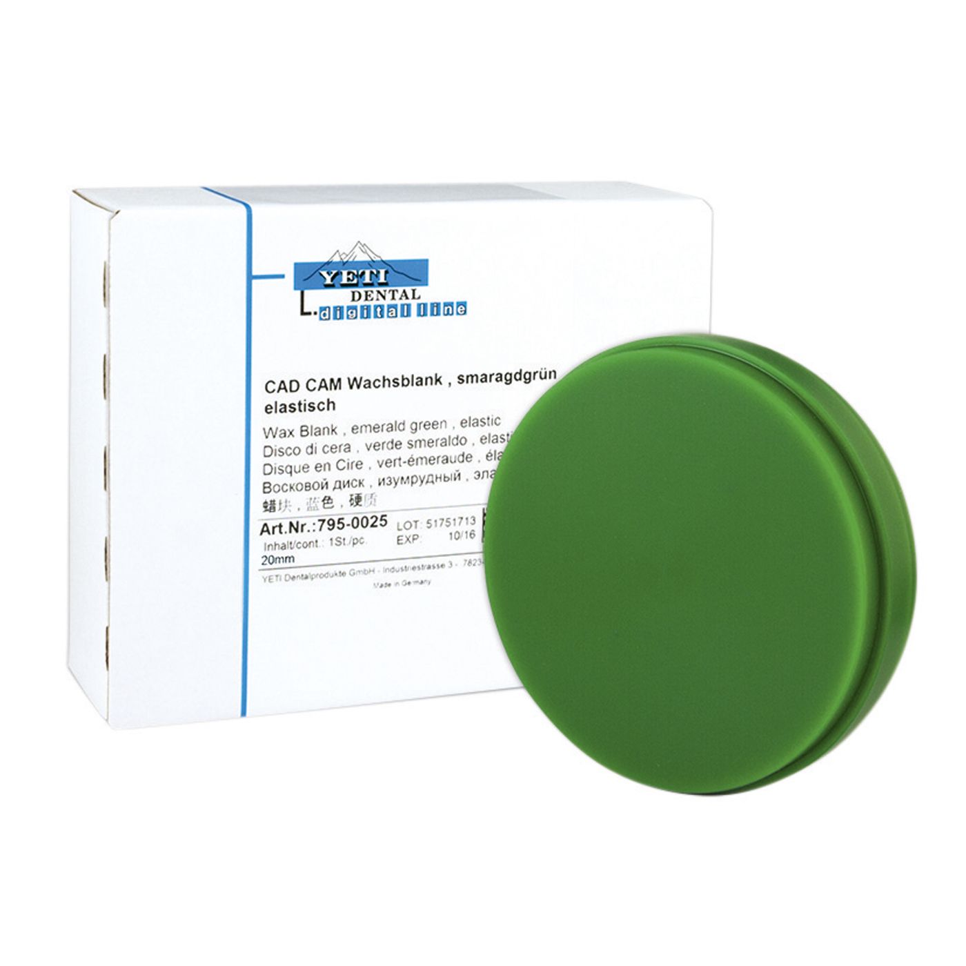Disque de cire verte 30mm YETI DENTAL