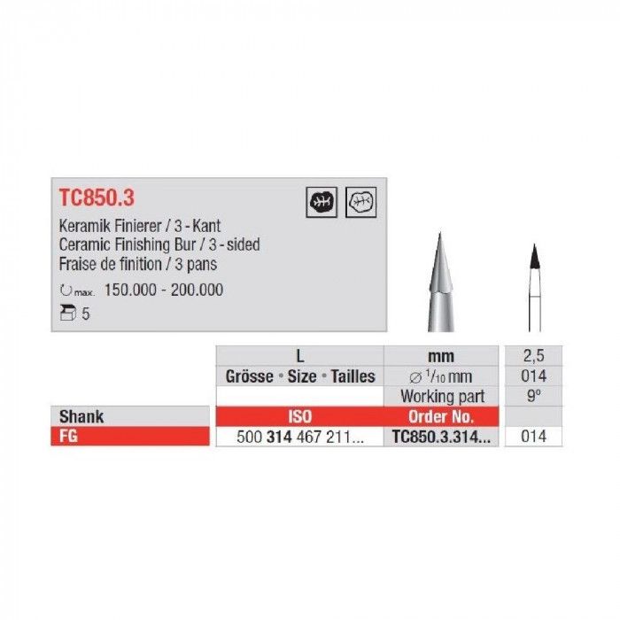 FRAISES TUNGSTENE TC850.3 FG (5)            EDENTA