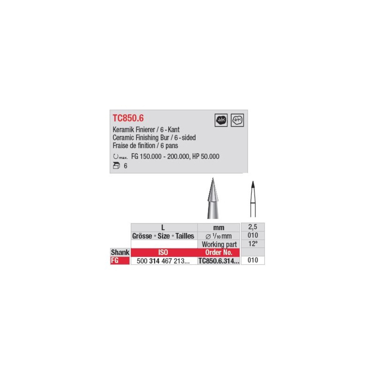Fraise tungstène EDENTA - TC850.6 PM - La boîte de 5