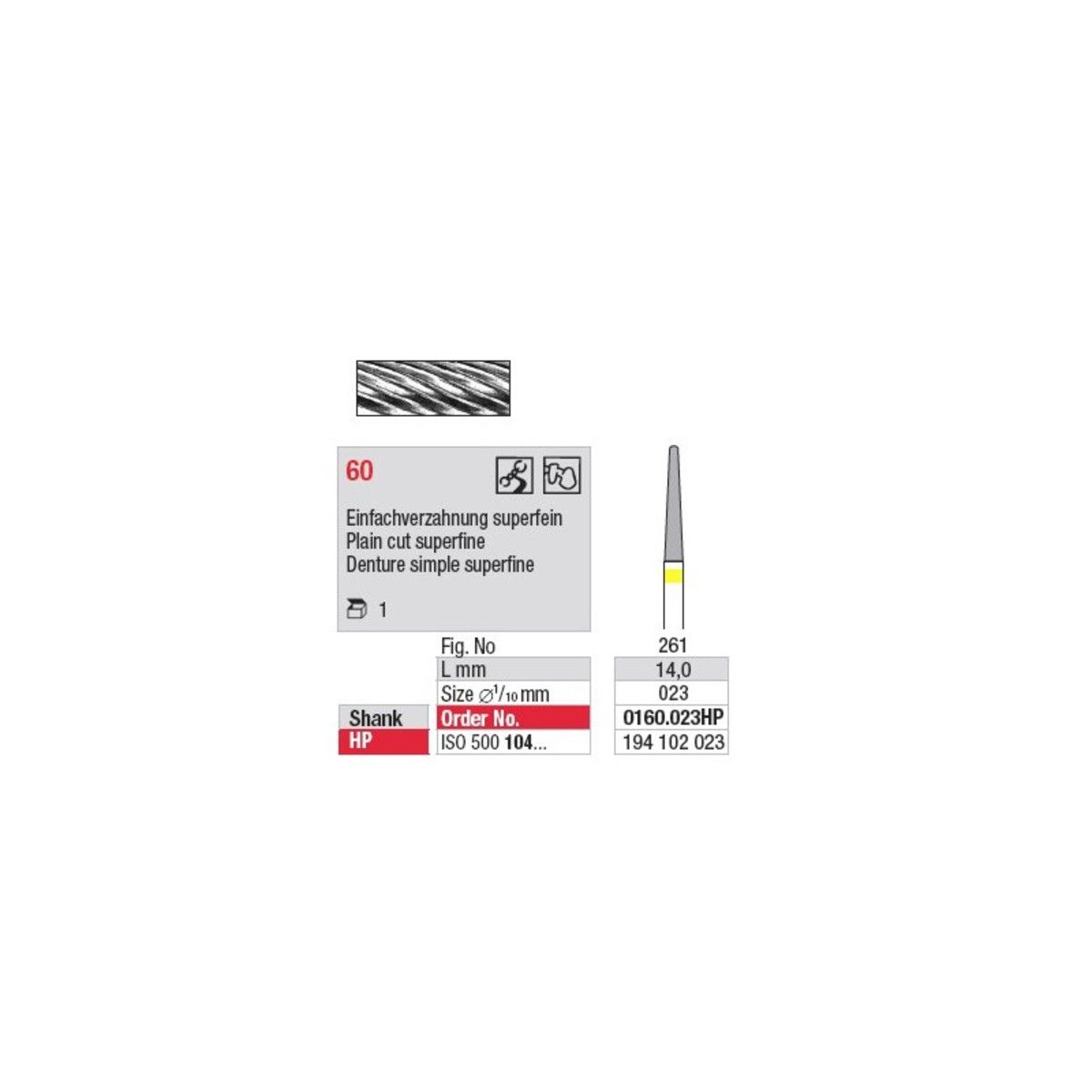 Fraise carbure 0160.023HP
